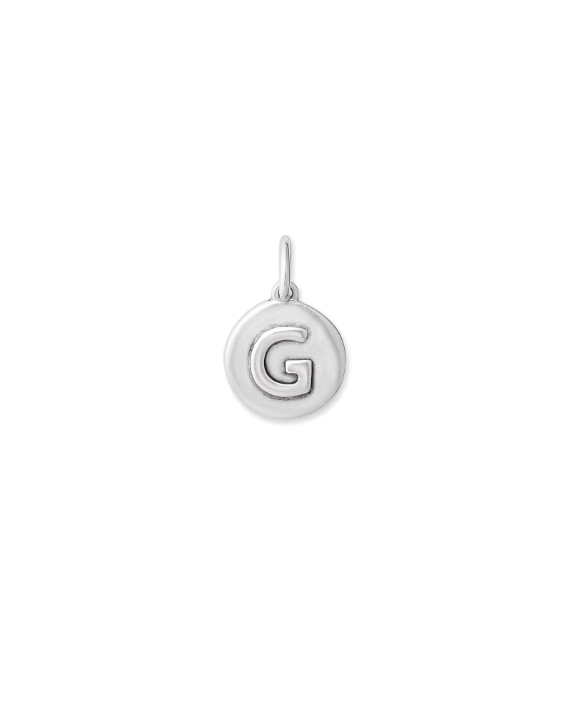 Letter G Coin Charm in Oxidized Sterling Silver image number 0